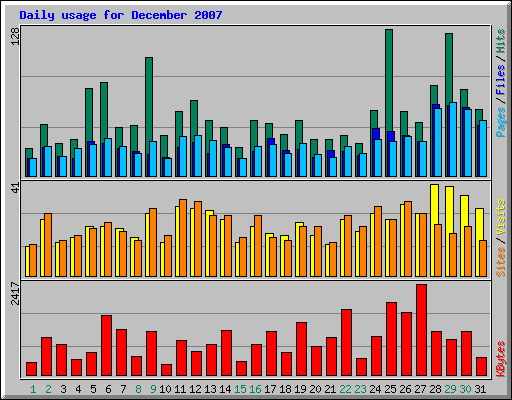 Daily usage for December 2007