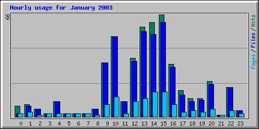Hourly usage for January 2003