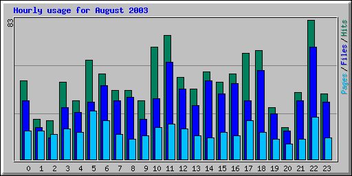 Hourly usage for August 2003