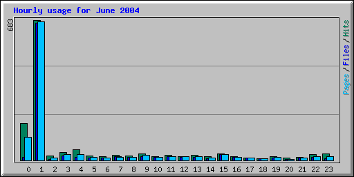 Hourly usage for June 2004