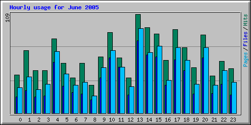 Hourly usage for June 2005