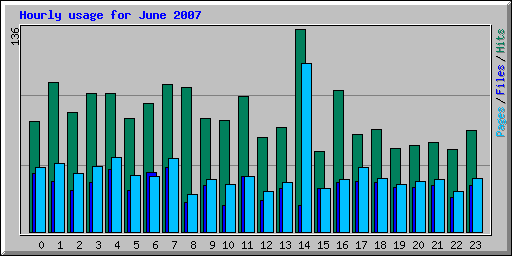 Hourly usage for June 2007