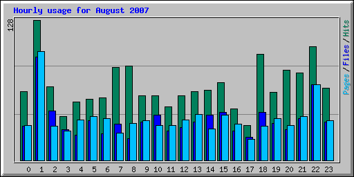 Hourly usage for August 2007