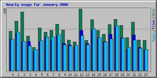 Hourly usage for January 2008