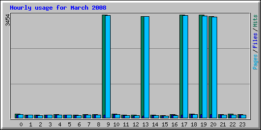 Hourly usage for March 2008